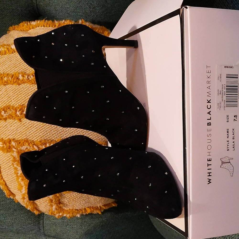 Gorgeous Black Embellished Suede Boots